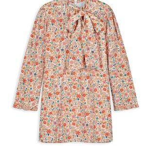 Long Sleeve Dress, Premium Cotton, Bow in Front, back Zipper